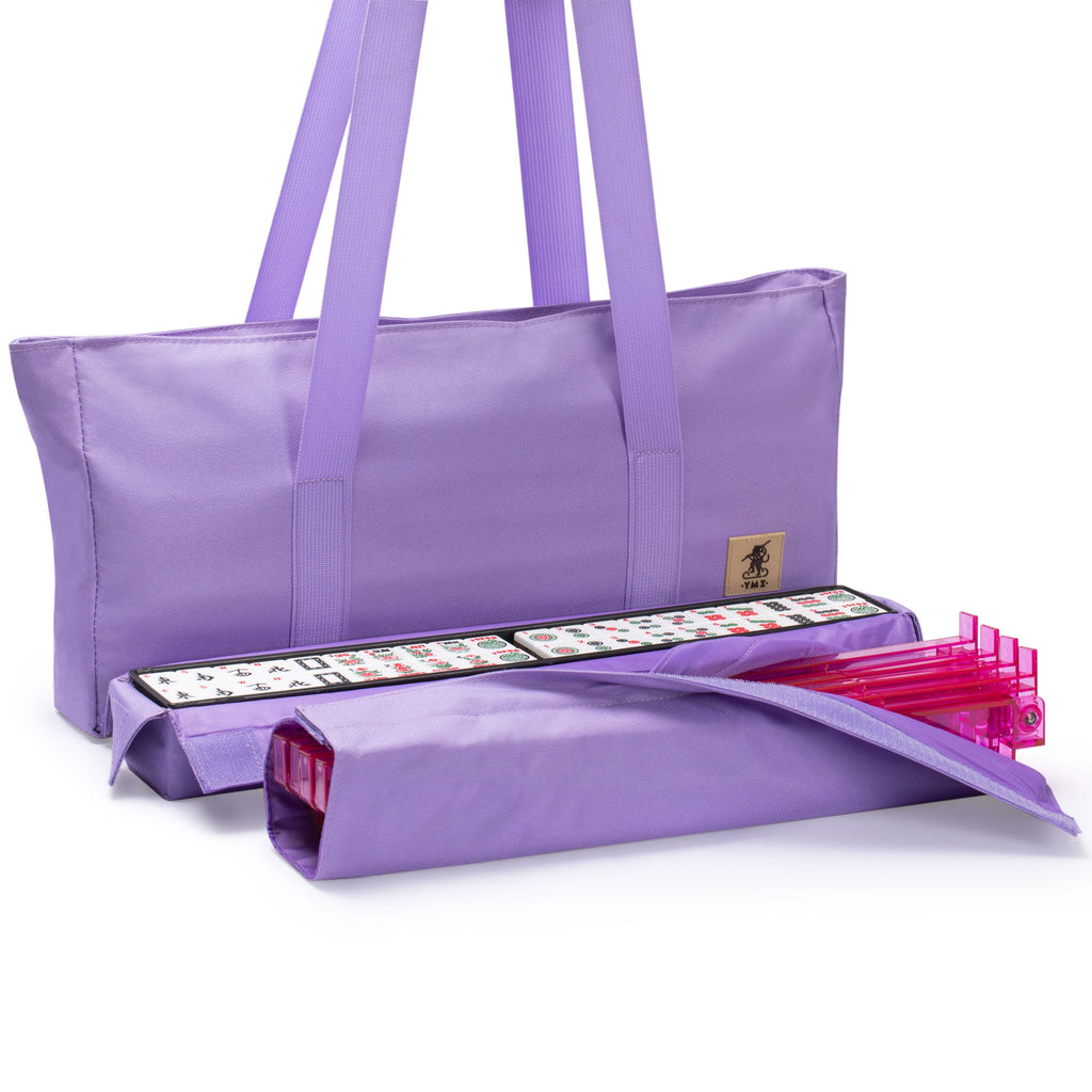 American Mahjong Set, "Sakura" with Purple Soft Case - Racks with Pushers, Scoring Coins, Dice, and Wind Indicator-Yellow Mountain Imports-Yellow Mountain Imports