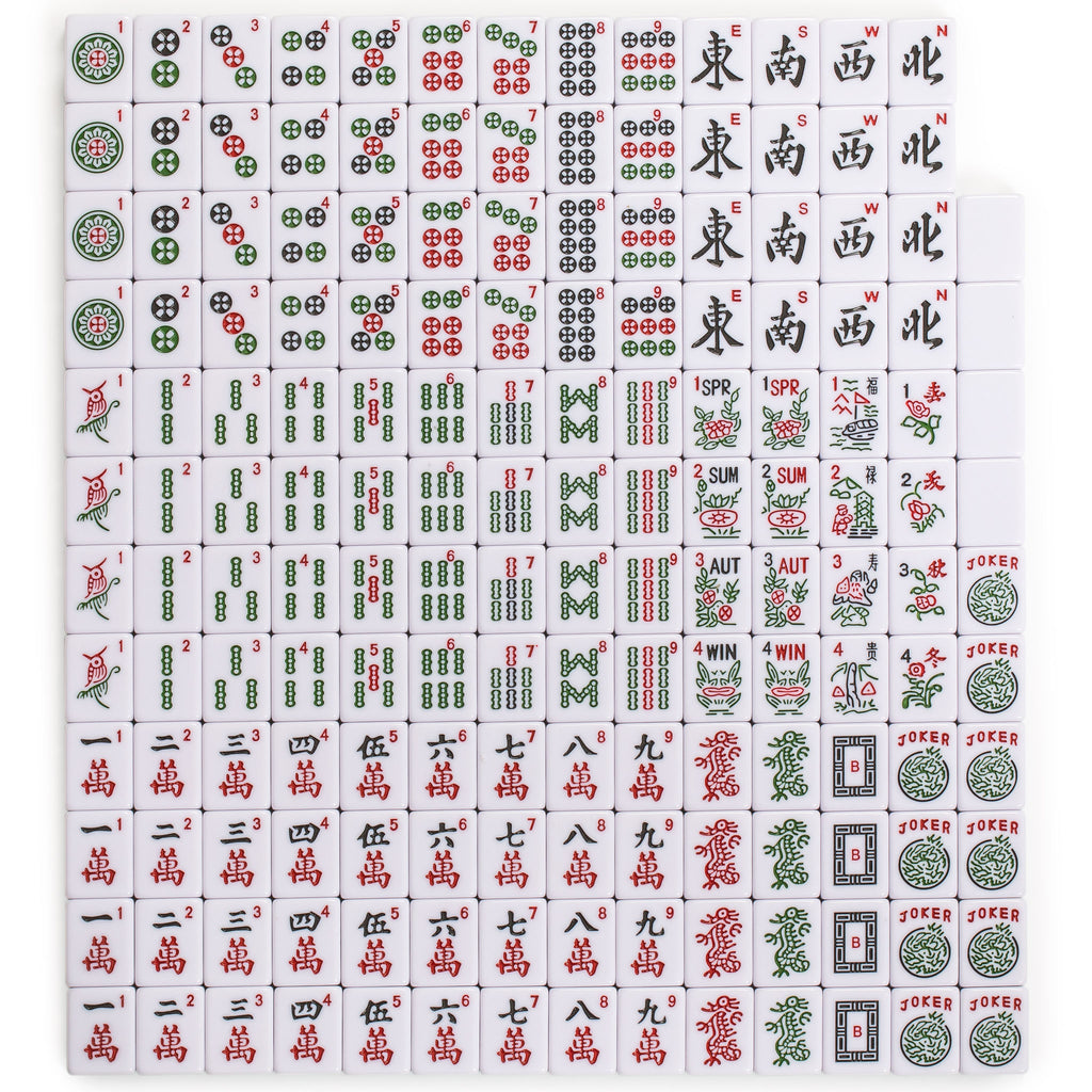American Mahjong Set, "Seabreeze" with Green Soft Case - Racks with Pushers, Scoring Coins, Dice, and Wind Indicator-Yellow Mountain Imports-Yellow Mountain Imports