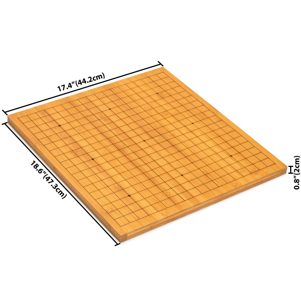 Bamboo 0.8" Etched Go Set w/ 9.2mm Double Convex Yunzi Stones & Bamboo Bowls-Yellow Mountain Imports-Yellow Mountain Imports