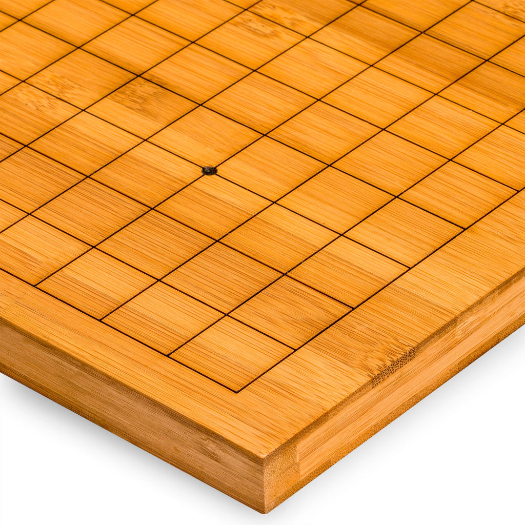 Bamboo 0.8-Inch Etched Reversible 19x19 / 13x13 Go Game Set Board with Single Convex Melamine Stones and Bamboo Bowls Set-Yellow Mountain Imports-Yellow Mountain Imports