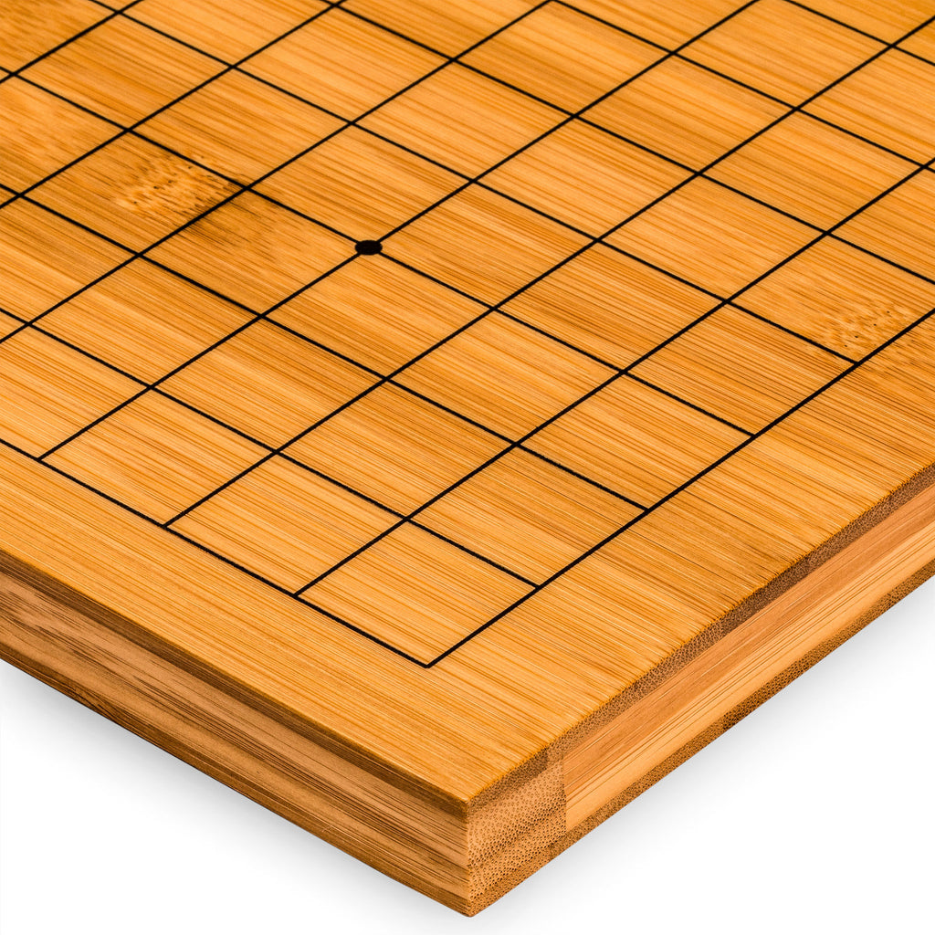 Bamboo 0.8-Inch Reversible 19x19 / 13x13 Go Game Set Board with Double Convex Yunzi Stones and Jujube Wood Bowls-Yellow Mountain Imports-Yellow Mountain Imports