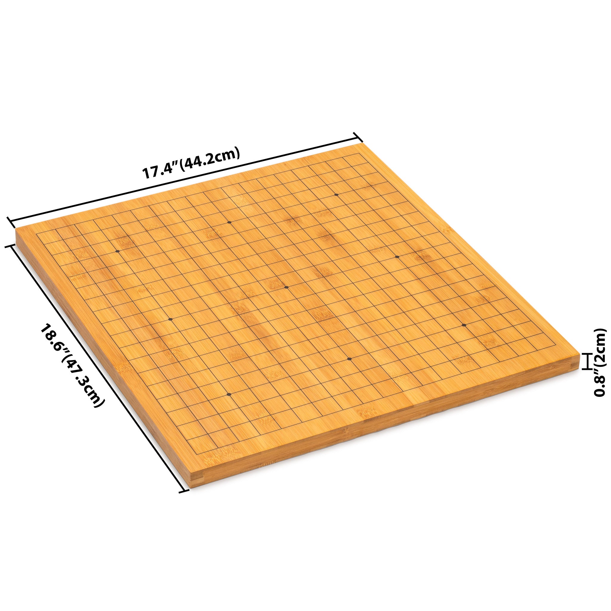 Bamboo 0.8-Inch Reversible 19x19 / 13x13 Go Game Set Board with