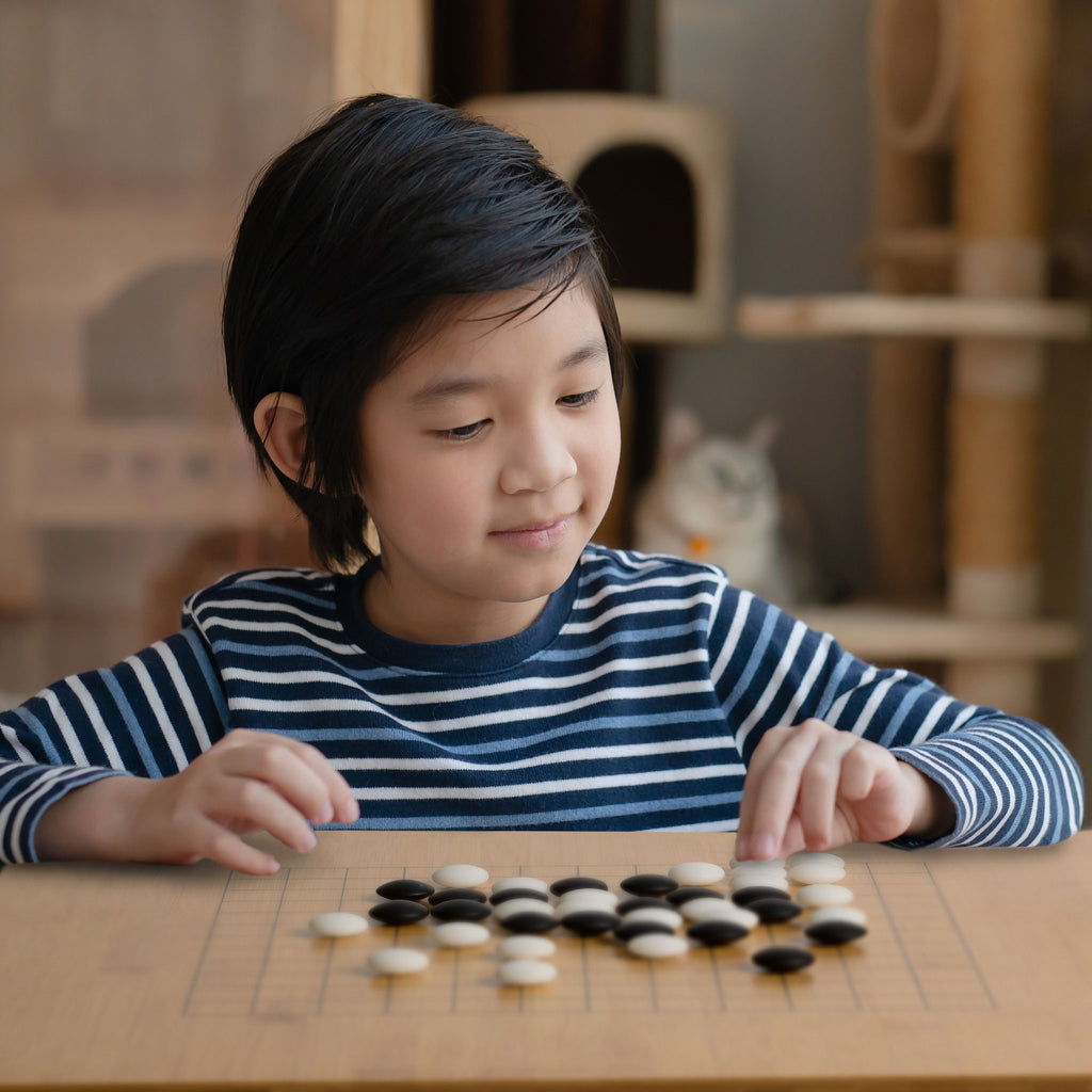 Bamboo 2-Inch Reversible 19x19 / 13x13 Go Game Set Board with 9.2mm Double Convex Yunzi Stones and Bamboo Bowls-Yellow Mountain Imports-Yellow Mountain Imports