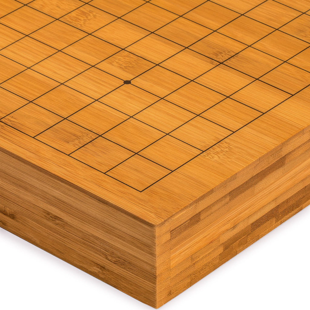Bamboo 2-Inch Reversible 19x19/13x13 Go Game Set Board with Double Convex Korean Hardened Glass Paduk Go Stones and Jujube Bowls-Yellow Mountain Imports-Yellow Mountain Imports