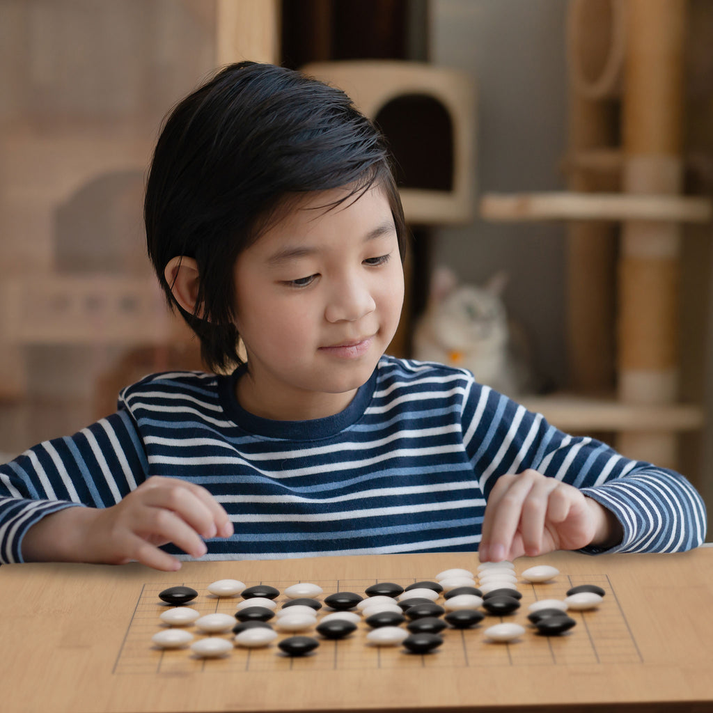 Bamboo 2-Inch Reversible 19x19/13x13 Go Game Set Board with Double Convex Melamine Stones and Bamboo Bowls-Yellow Mountain Imports-Yellow Mountain Imports