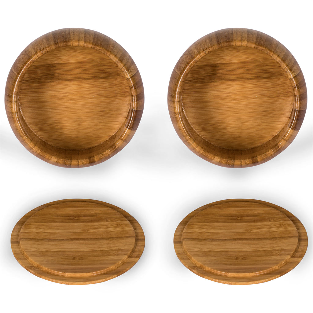 Bamboo Go Bowls (Gosu) and Carrying Bag for Go Game Stones - 5.8 x 3.9-Inch-Yellow Mountain Imports-Yellow Mountain Imports