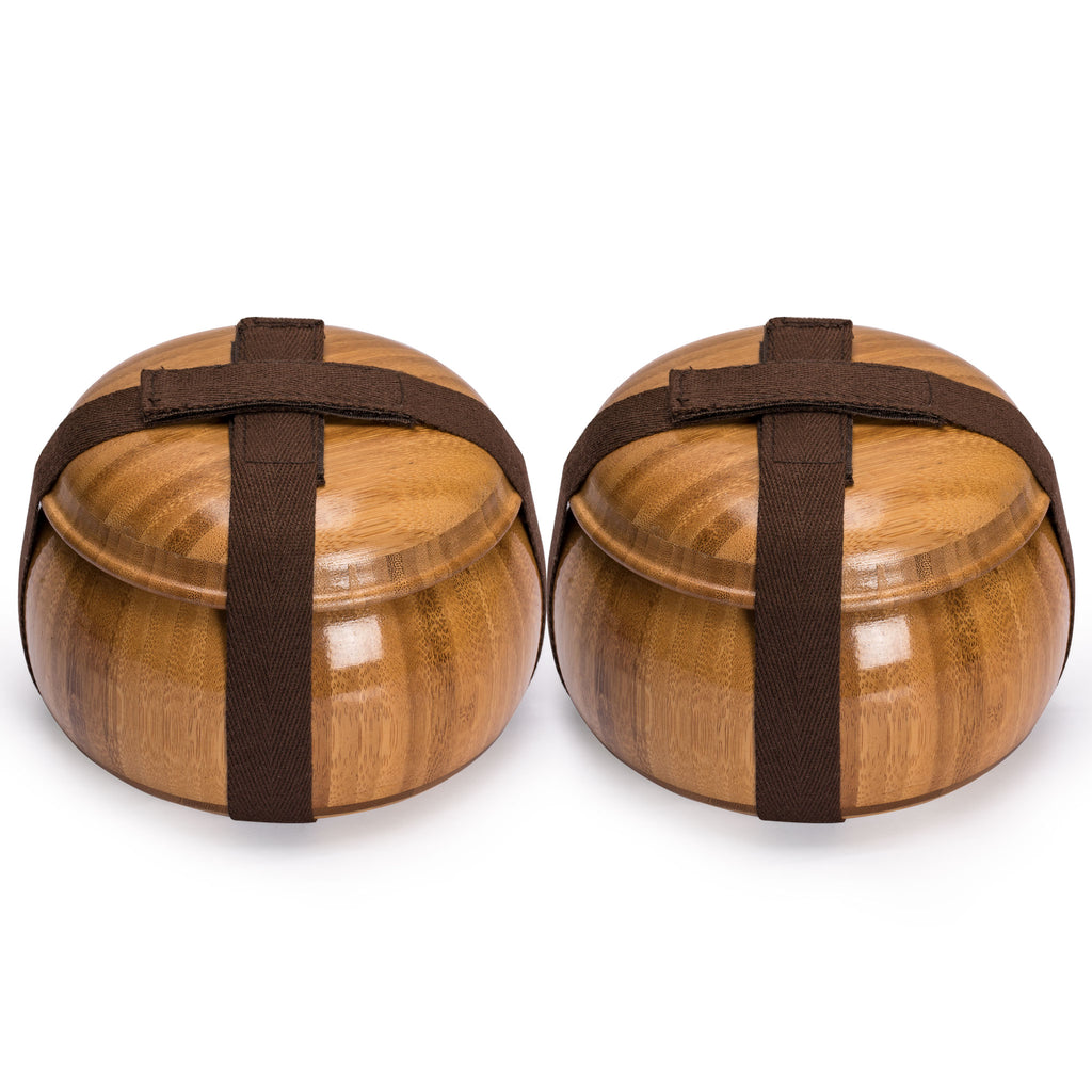 Bamboo Go Bowls (Gosu) and Carrying Bag for Go Game Stones - 5.8 x 4.3-Inch-Yellow Mountain Imports-Yellow Mountain Imports