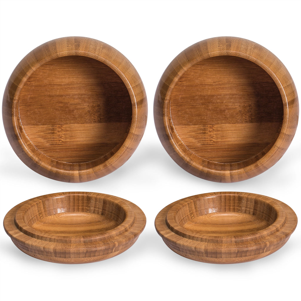 Bamboo Go Bowls (Gosu) and Carrying Bag for Go Game Stones - 5.8 x 4.3-Inch-Yellow Mountain Imports-Yellow Mountain Imports