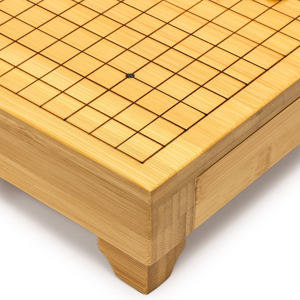 Bamboo Go Game Set – 12.6 x 12.2" Wooden Board with Pull-Out Storage Drawers & Double Convex Melamine Stones-Yellow Mountain Imports-Yellow Mountain Imports