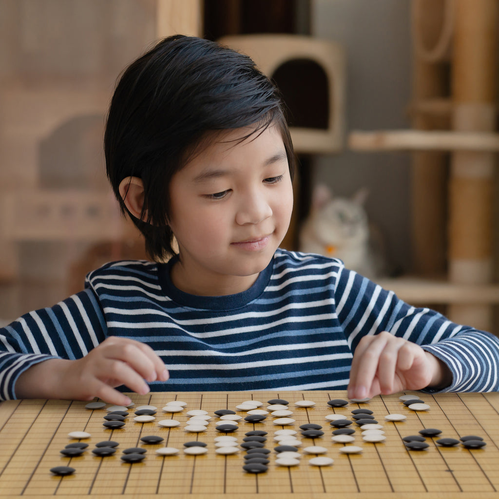 Bamboo Go Game Set – 12.6 x 12.2" Wooden Board with Pull-Out Storage Drawers & Double Convex Melamine Stones-Yellow Mountain Imports-Yellow Mountain Imports