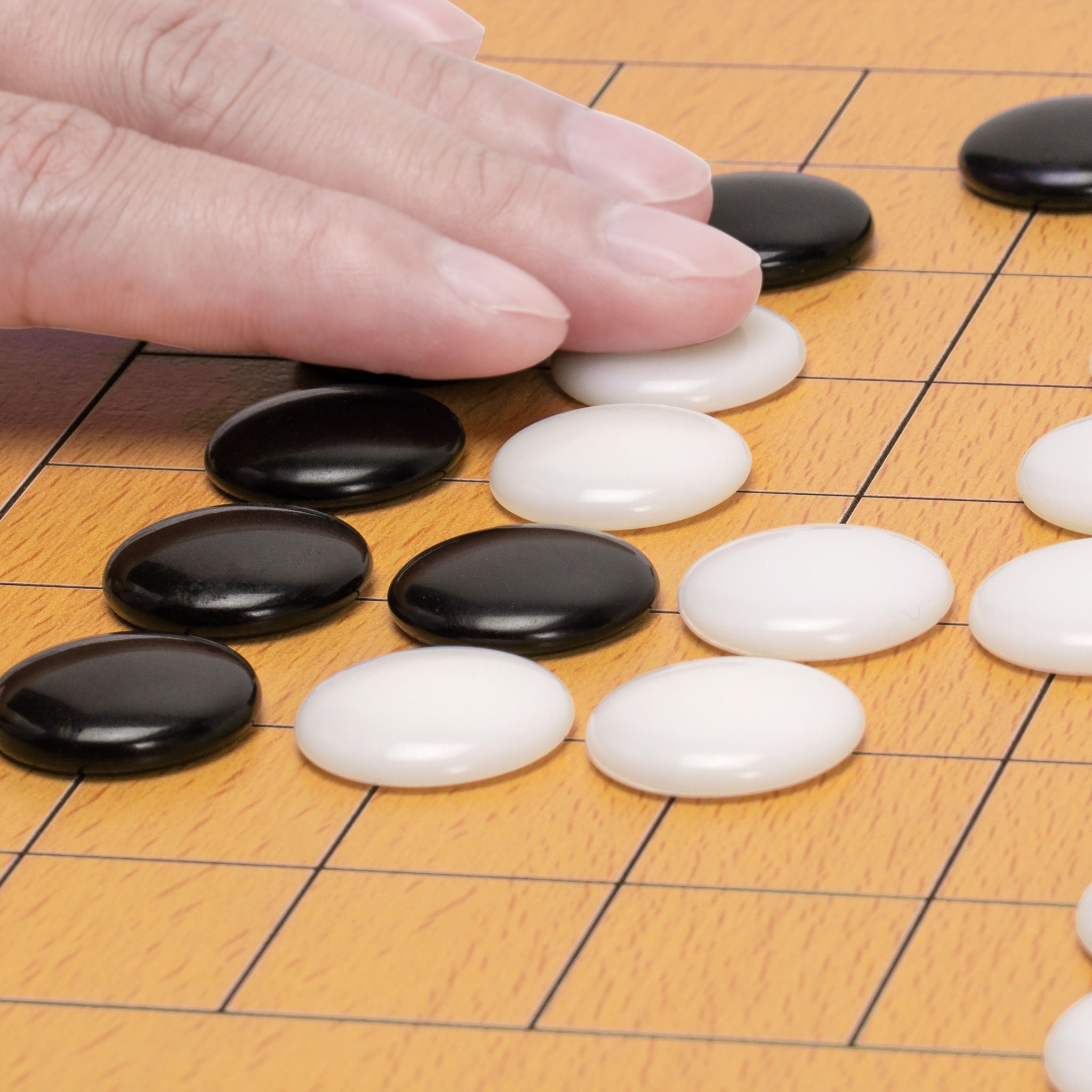 Beechwood Veneer 0.4-Inch Etched Beginner's 9x9 Go Game Set Board