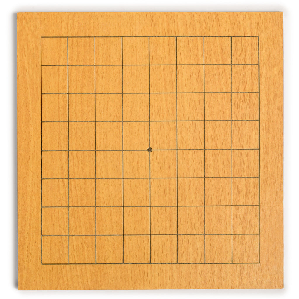 Beechwood Veneer 0.4-Inch Etched Beginner's 9x9 Go Game Set Board with Single Convex Melamine Stones-Yellow Mountain Imports-Yellow Mountain Imports