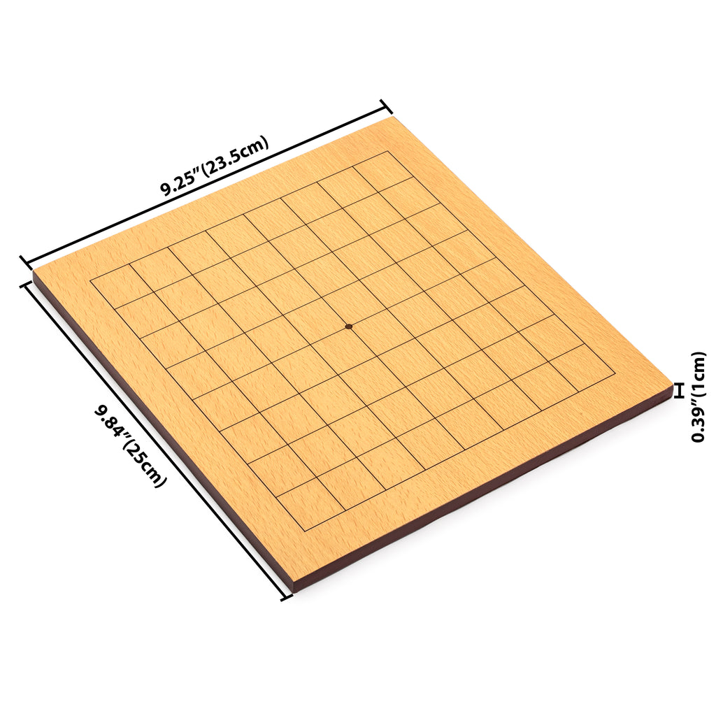 Beechwood Veneer 0.4-Inch Etched Beginner's 9x9 Go Game Set Board with Single Convex Melamine Stones-Yellow Mountain Imports-Yellow Mountain Imports