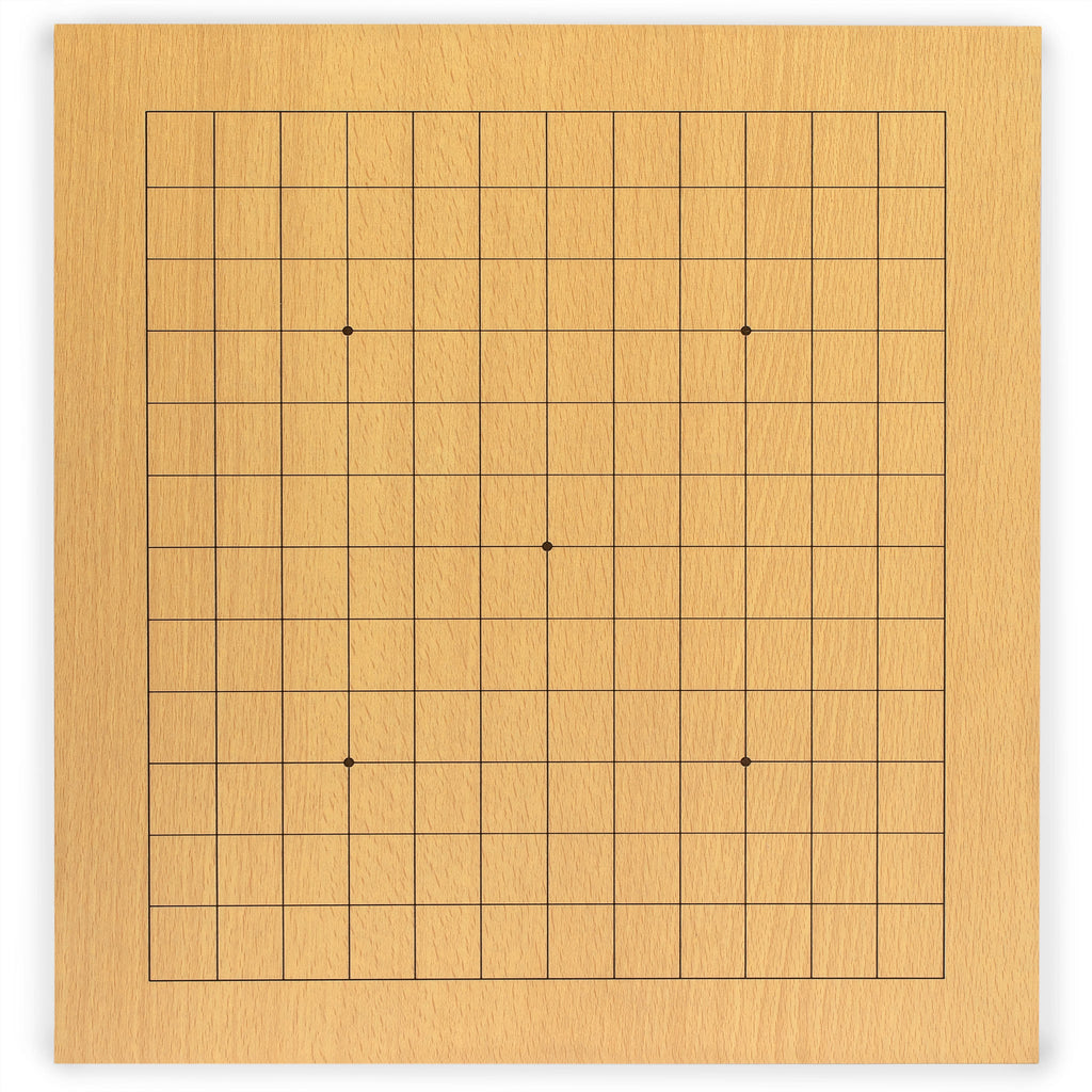 Beechwood Veneer 0.4-Inch Etched Beginner's Reversible 9x9/13x13 Go Game Set Board with Double Convex Melamine Stones-Yellow Mountain Imports-Yellow Mountain Imports