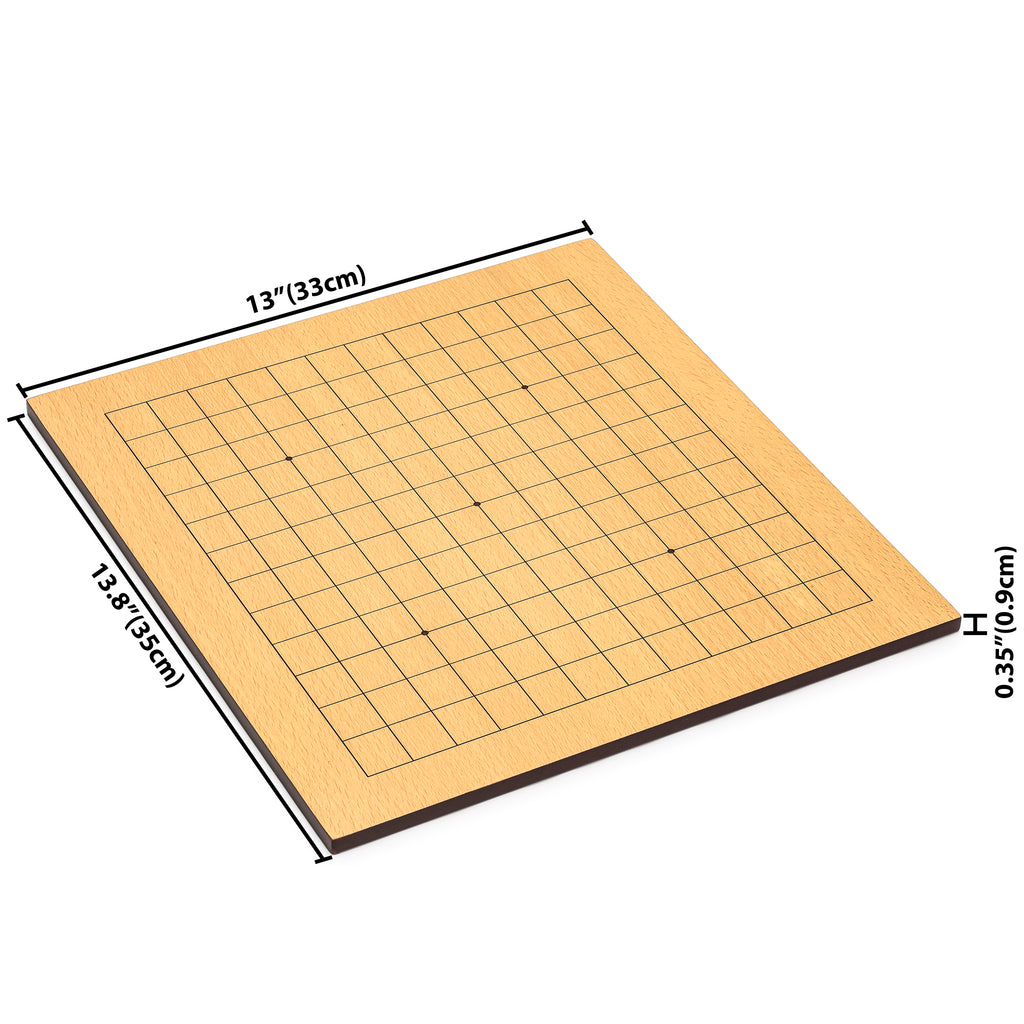 Beechwood Veneer 0.4-Inch Etched Beginner's Reversible 9x9/13x13 Go Game Set Board with Double Convex Melamine Stones-Yellow Mountain Imports-Yellow Mountain Imports