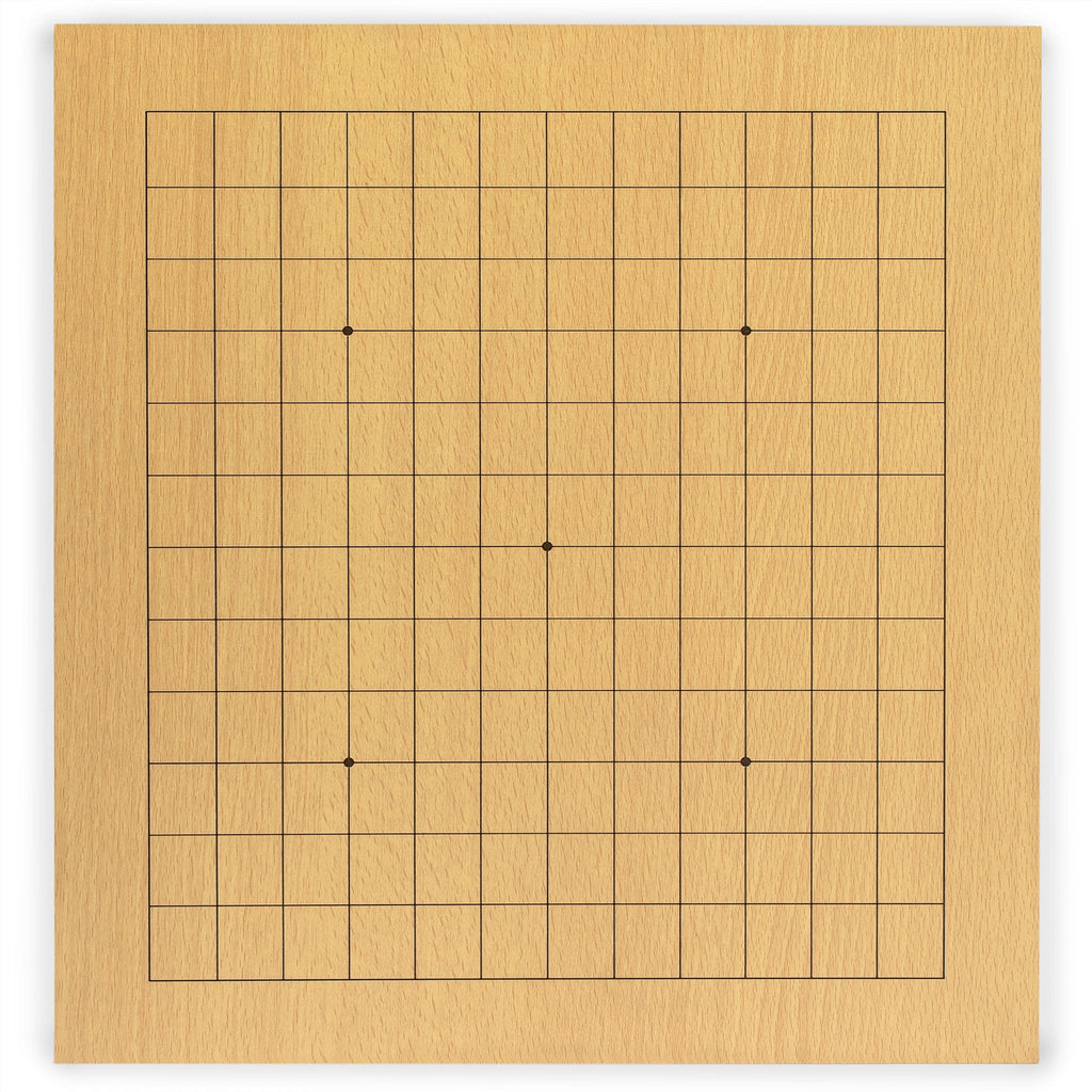 Beechwood Veneer 0.4-Inch Etched Beginner's Reversible 9x9/13x13 Go Game Set Board with Single Convex Melamine Stones-Yellow Mountain Imports-Yellow Mountain Imports