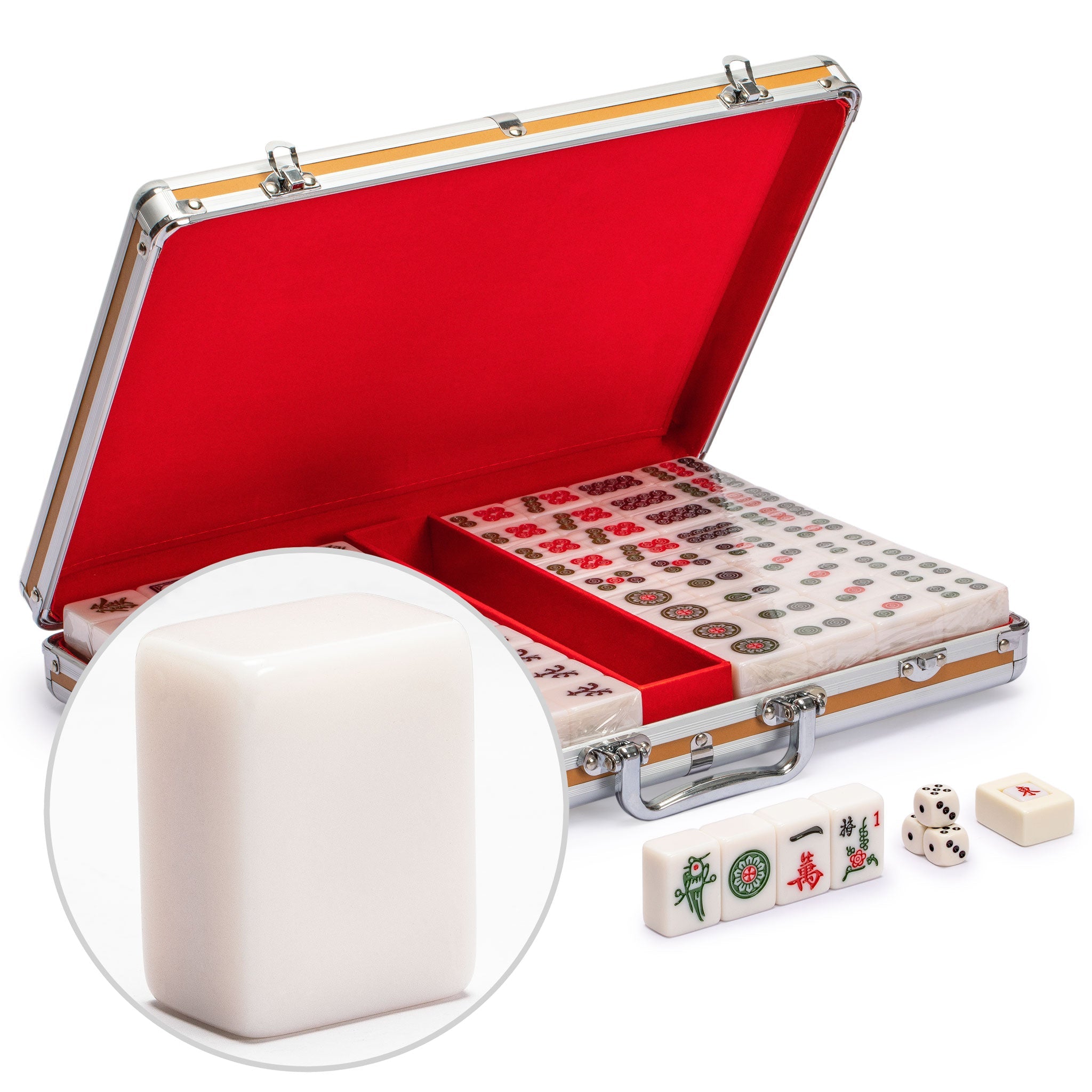 Yellow Mountain Chinese Mahjong Game Set with Aluminum Case, Large