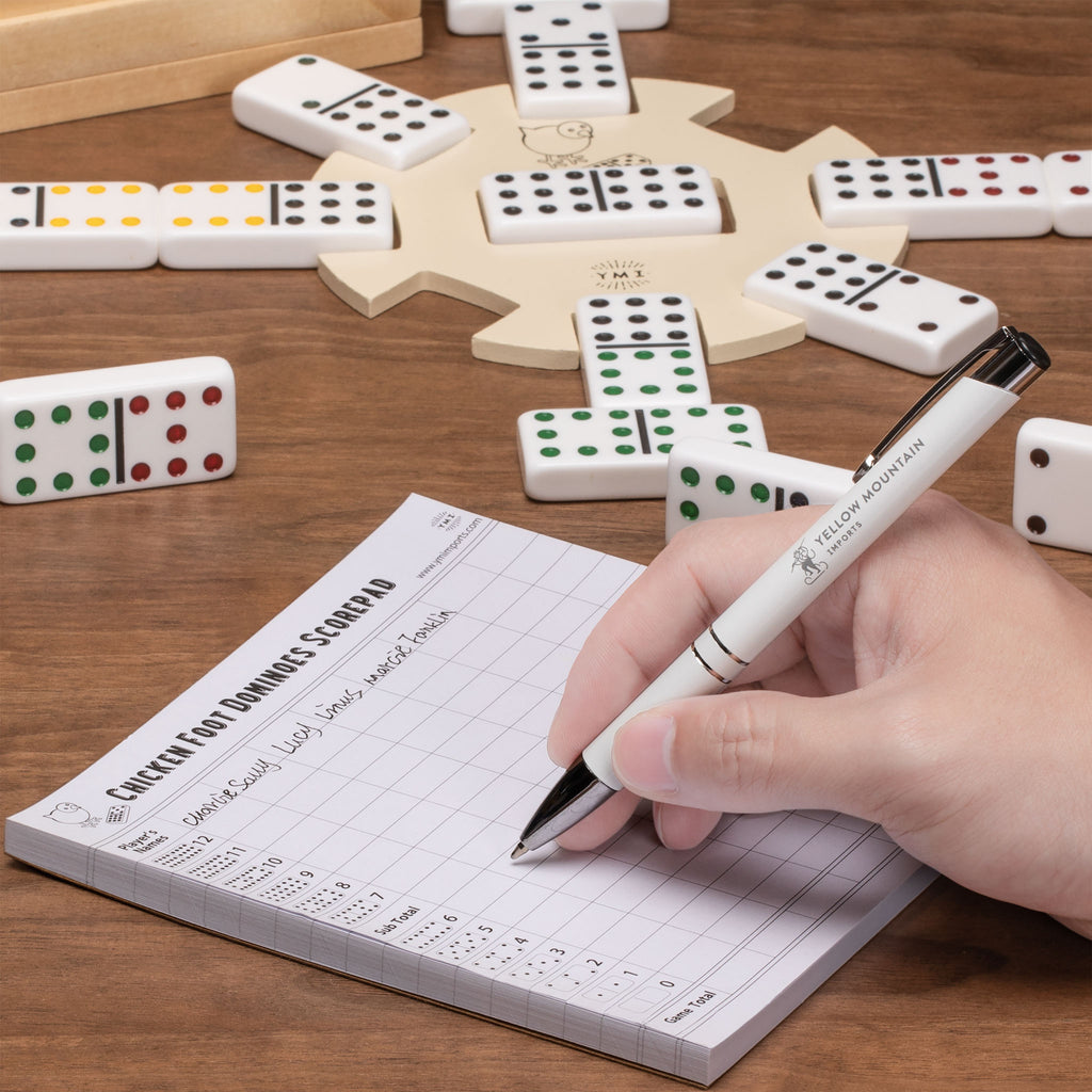 Chicken Foot Complete Game Set with Double 9 Dominoes, Wooden Case, Hub, and Scorepad-Yellow Mountain Imports-Yellow Mountain Imports