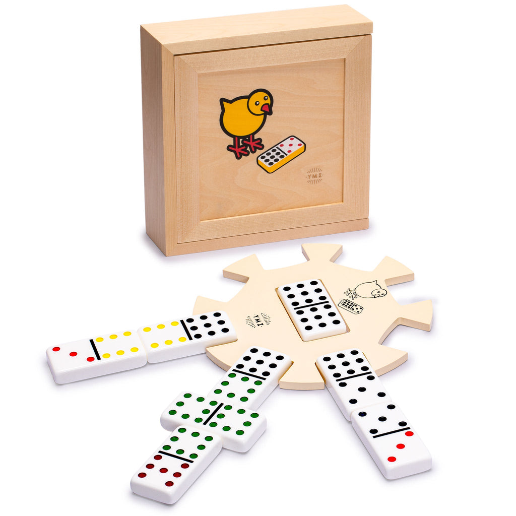Chicken Foot Complete Game Set with Double 9 Dominoes, Wooden Case, Hub, and Scorepad-Yellow Mountain Imports-Yellow Mountain Imports