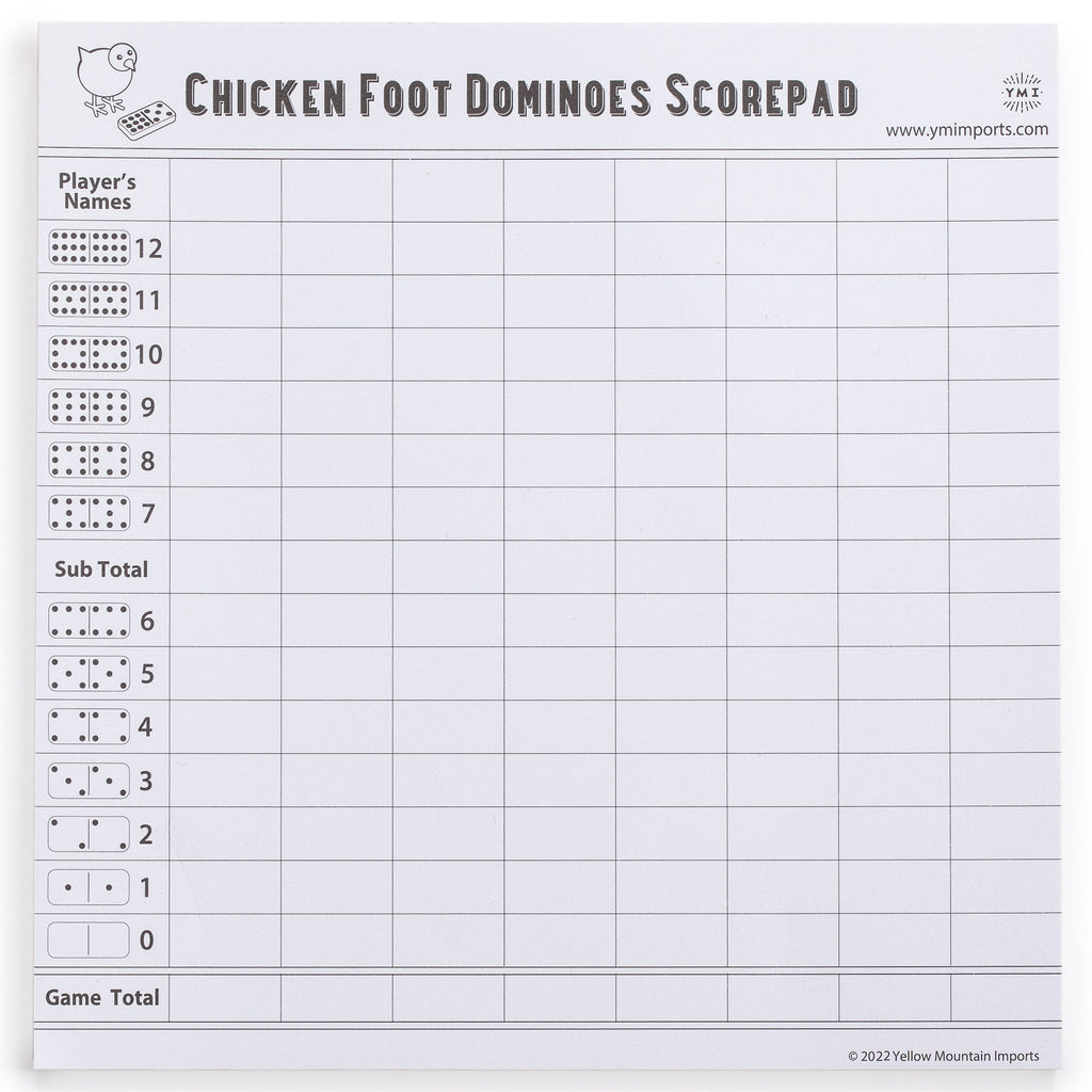 Chicken Foot Dominoes Scorepad - 50 Sheets-Yellow Mountain Imports-Yellow Mountain Imports