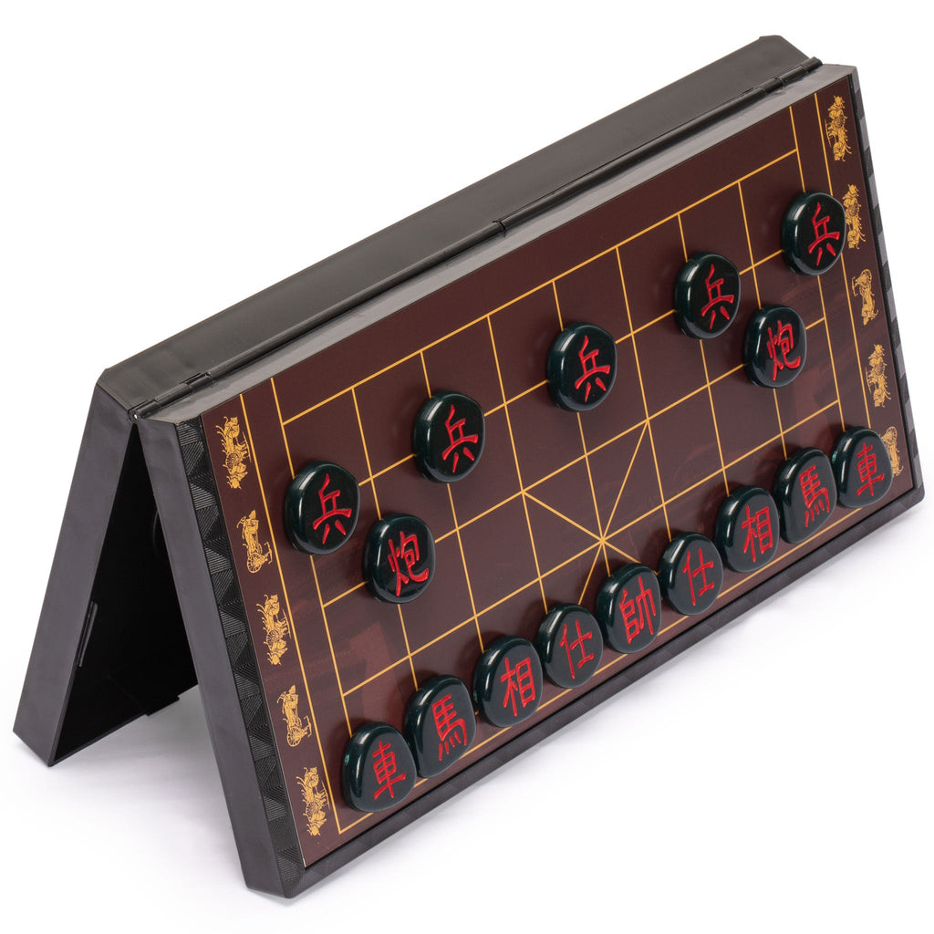 Chinese Chess (Xiangqi) Large Magnetic Travel Board Game Set (14.6") with Black Playing Pieces-Yellow Mountain Imports-Yellow Mountain Imports