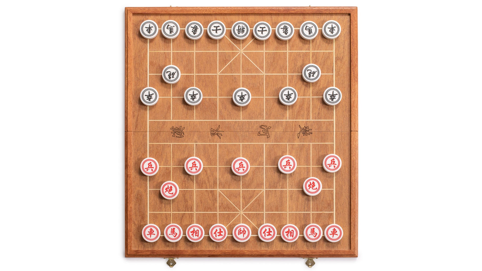 Chinese Chess (Xiangqi) Set with Folding Rosewood Veneer Board