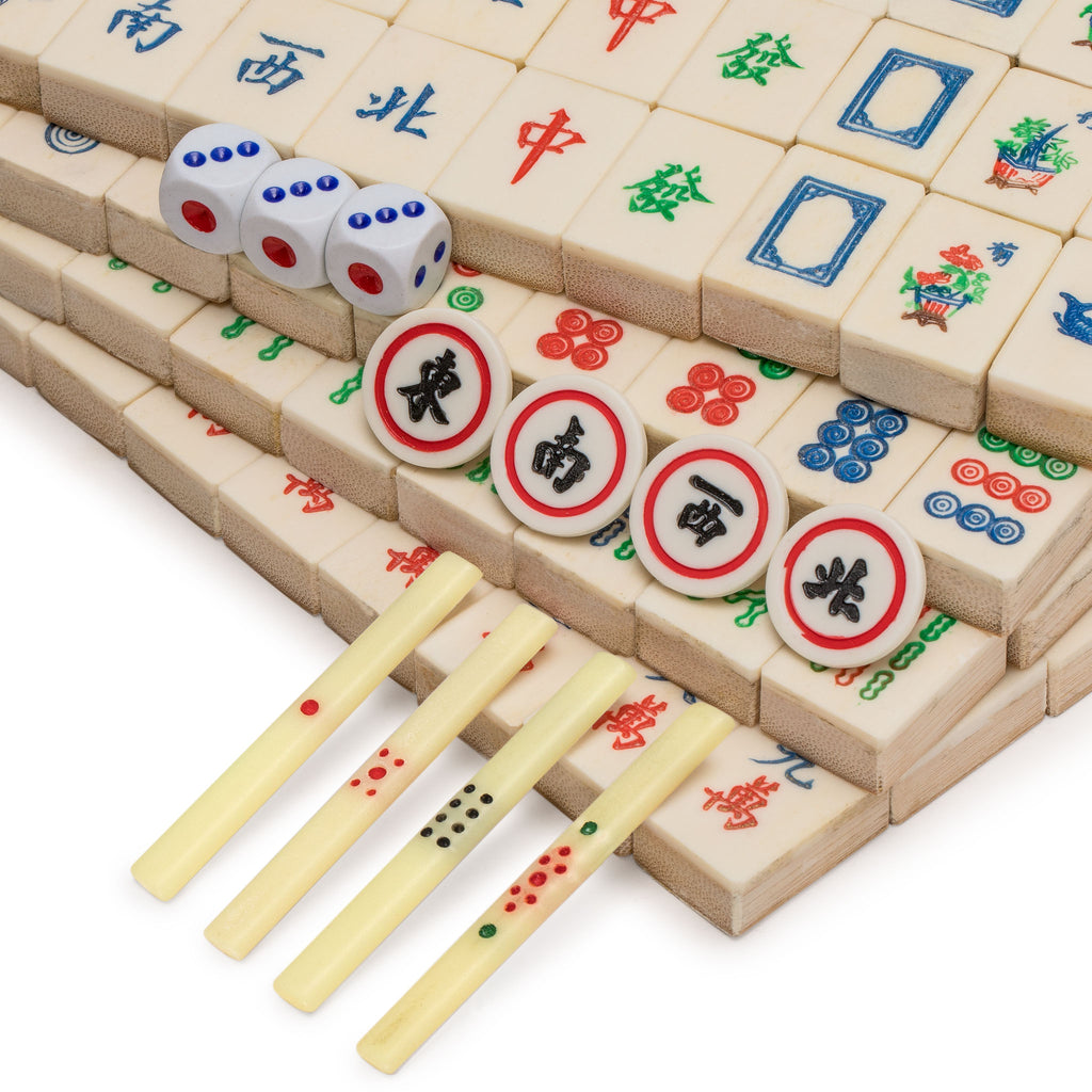 Chinese Mahjong Bone and Bamboo Tiles - Vintage "Qilin Kirin" Set-Yellow Mountain Imports-Yellow Mountain Imports