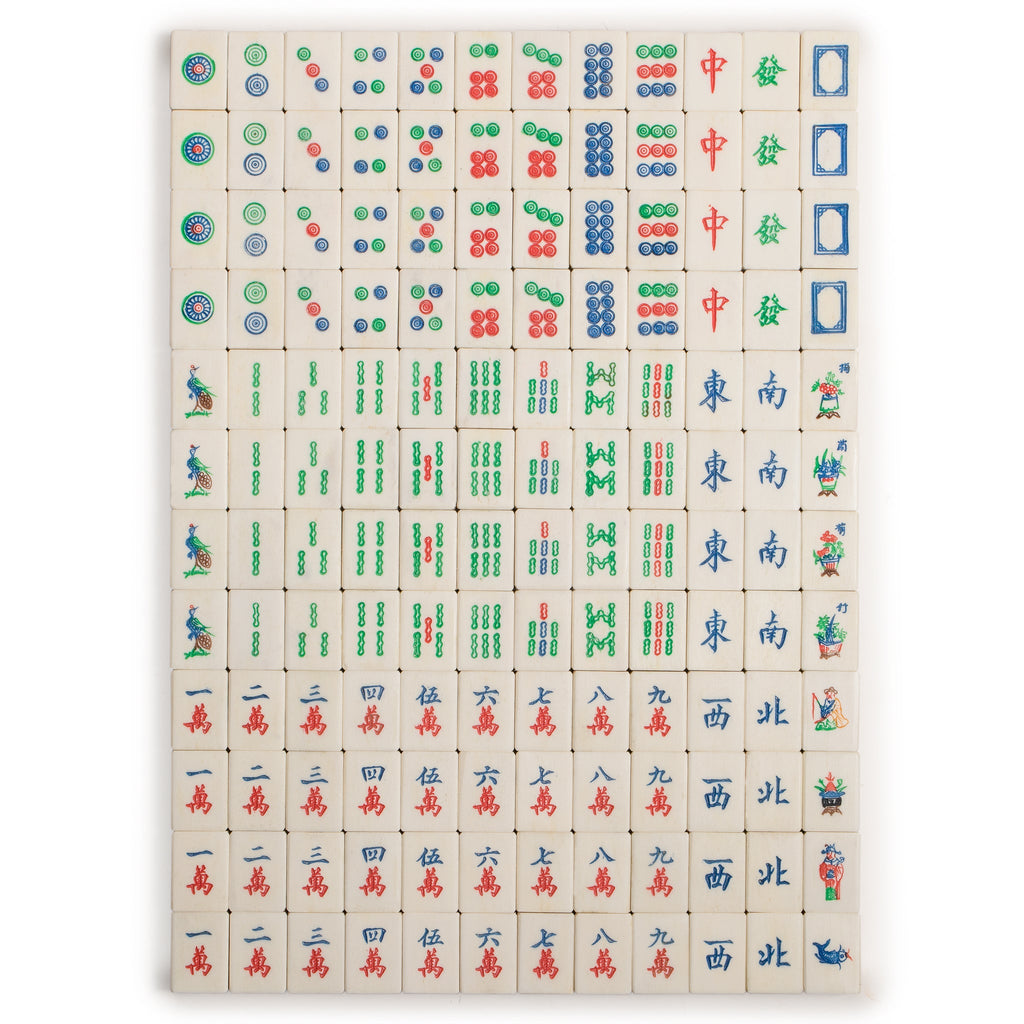 Chinese Mahjong Bone and Bamboo Tiles - Vintage "Qilin Kirin" Set-Yellow Mountain Imports-Yellow Mountain Imports