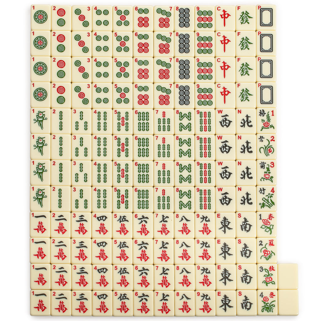 Chinese Mahjong Set, "Bleau Fontaine" with 146 Medium Tiles, Blue Vinyl Case, Wind Indicator and Dice - for Chinese Style Gameplay Only-Yellow Mountain Imports-Yellow Mountain Imports