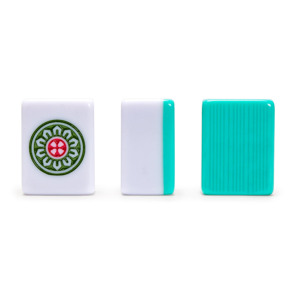 Chinese Mahjong Set, "Celestial Opal" with 146 Medium Tiles, Blue Vinyl Case, Wind Indicator and Dice - for Chinese Style Gameplay Only-Yellow Mountain Imports-Yellow Mountain Imports