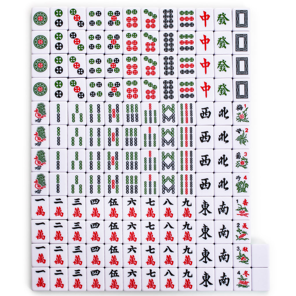 Chinese Mahjong Set, "Celestial Opal" with 146 Medium Tiles, Blue Vinyl Case, Wind Indicator and Dice - for Chinese Style Gameplay Only-Yellow Mountain Imports-Yellow Mountain Imports