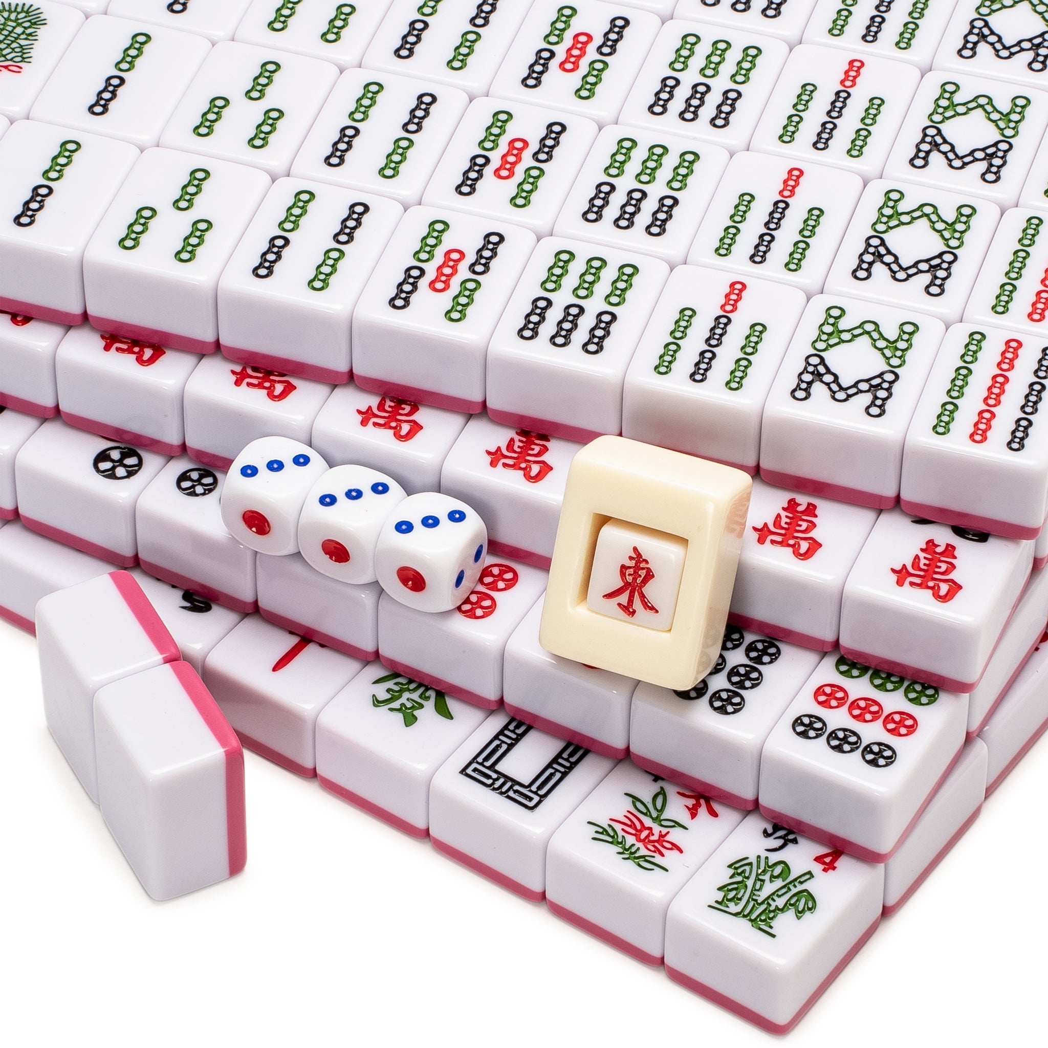 Juego De Mahjong Chino Rouge Harmony – 146 Fichas Medianas, Caja De Vinilo Rojo, Para Estilo Chino Tradicional