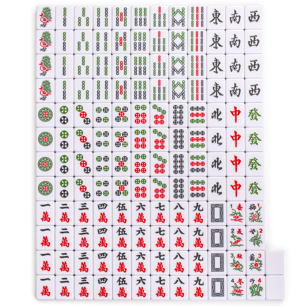 Chinese Mahjong Set, "Royal Azure" with 146 Medium Tiles, Blue Vinyl Case, Wind Indicator and Dice - for Chinese Style Gameplay Only-Yellow Mountain Imports-Yellow Mountain Imports
