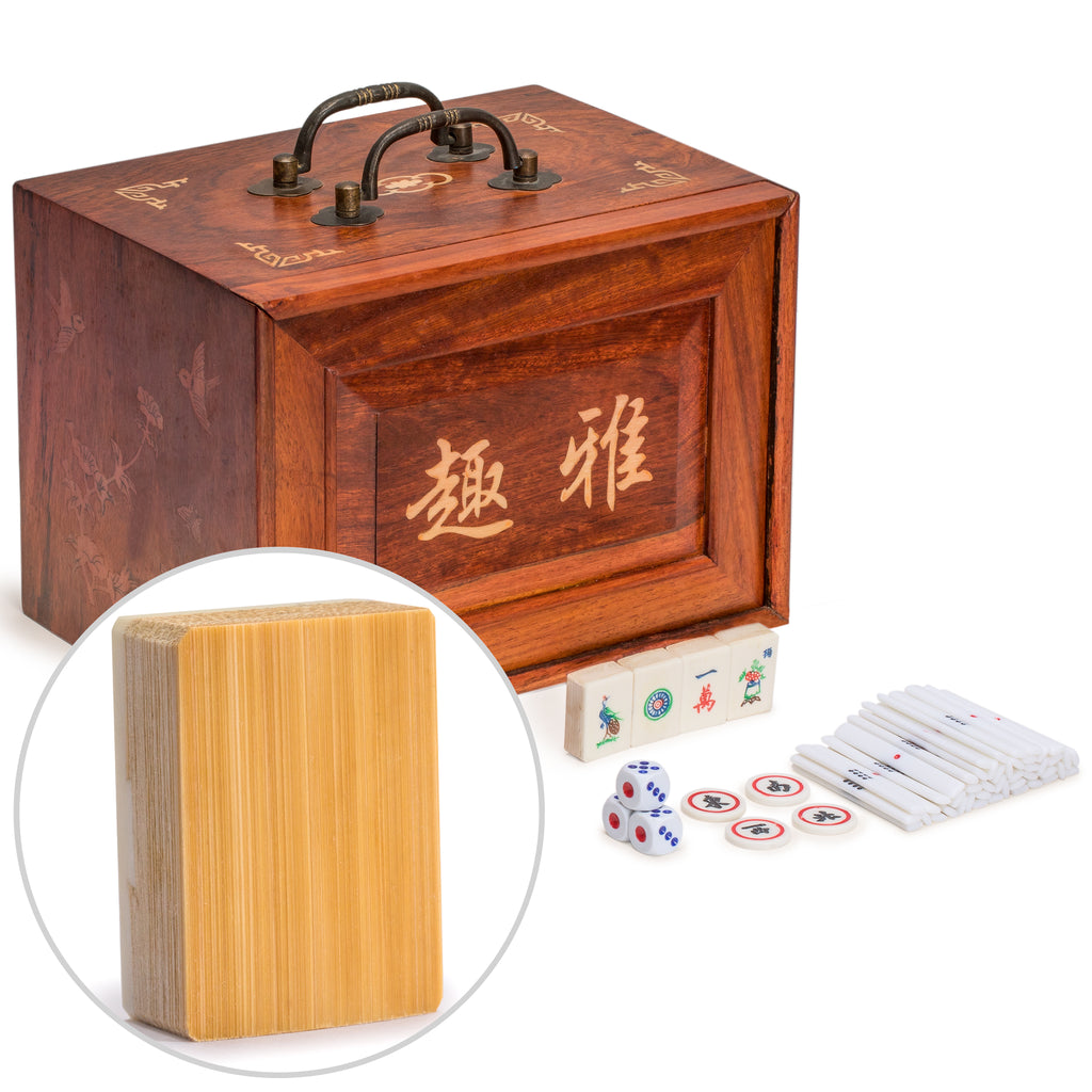 Chinese Rosewood Mahjong Set with 5 Drawer Box-Yellow Mountain Imports-Yellow Mountain Imports