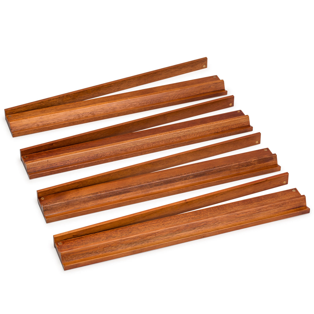 Classic Chestnut Color Wooden Mahjong Game Racks with Pushers, 18" - Set of 4-Yellow Mountain Imports-Yellow Mountain Imports