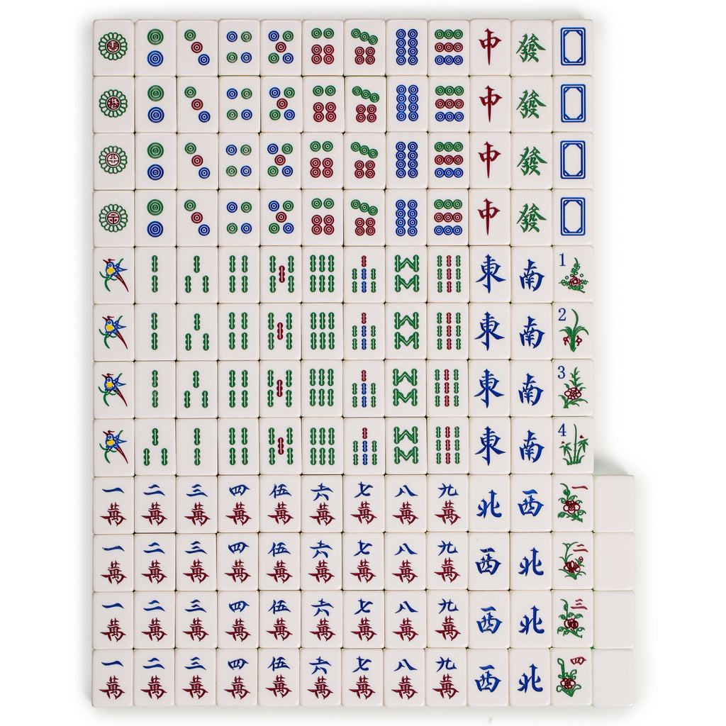 Classic Chinese Mahjong Game Set, "Emerald" - with 148 Medium-Size Translucent Green Tiles and Wooden Case-Yellow Mountain Imports-Yellow Mountain Imports