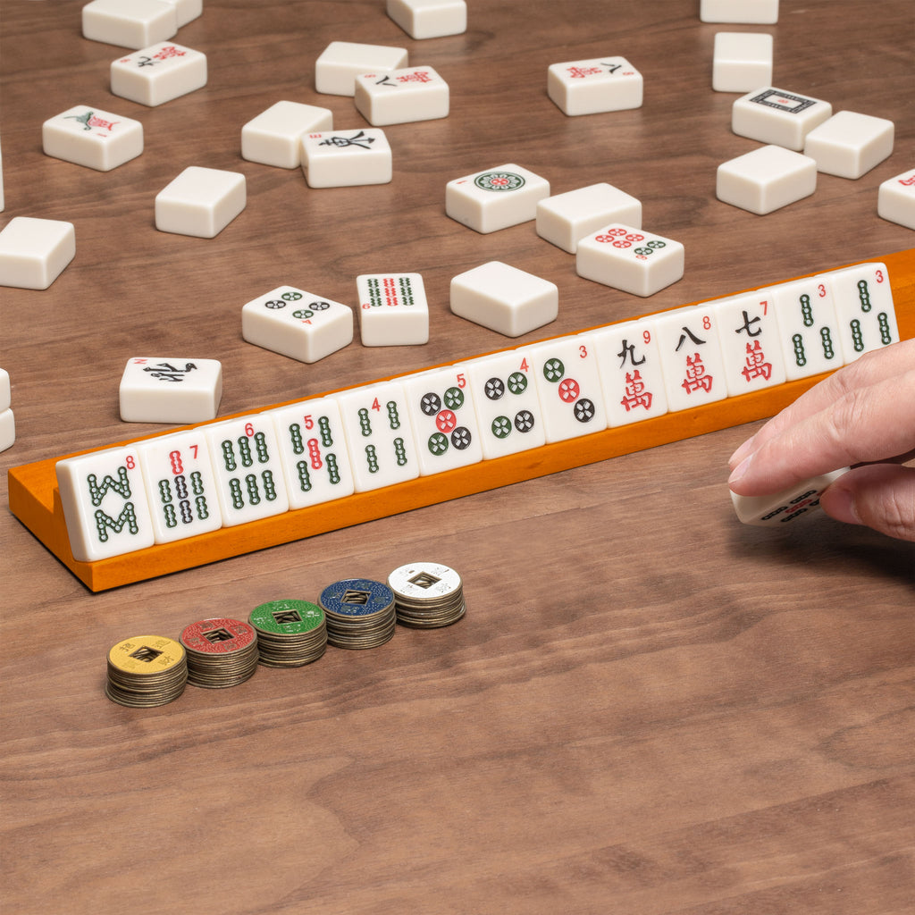 Classic Extended Length Wooden Mahjong Game Racks, 20