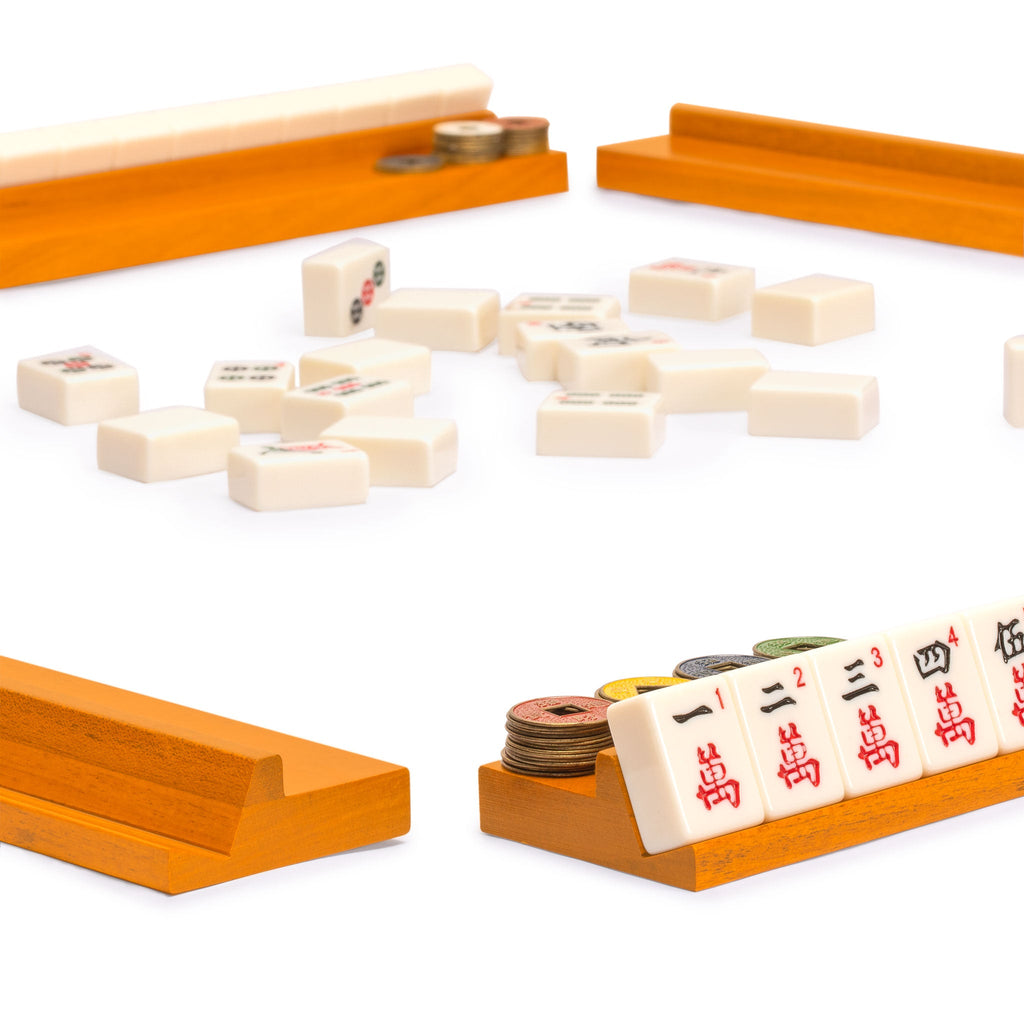 Classic Extended Length Wooden Mahjong Game Racks, 20" - Set of 4-Yellow Mountain Imports-Yellow Mountain Imports