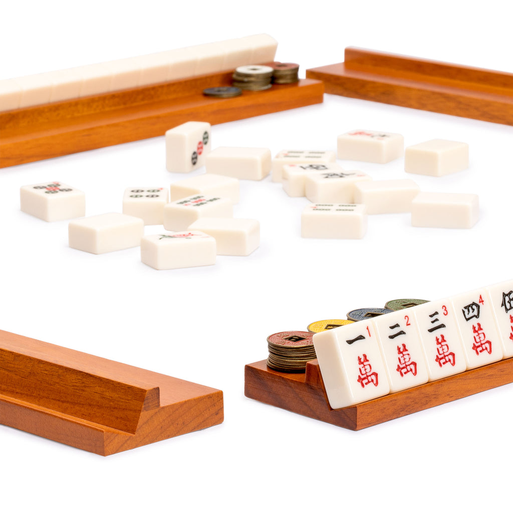 Classic Wooden Mahjong Game Racks, 18" - Set of 4-Yellow Mountain Imports-Yellow Mountain Imports