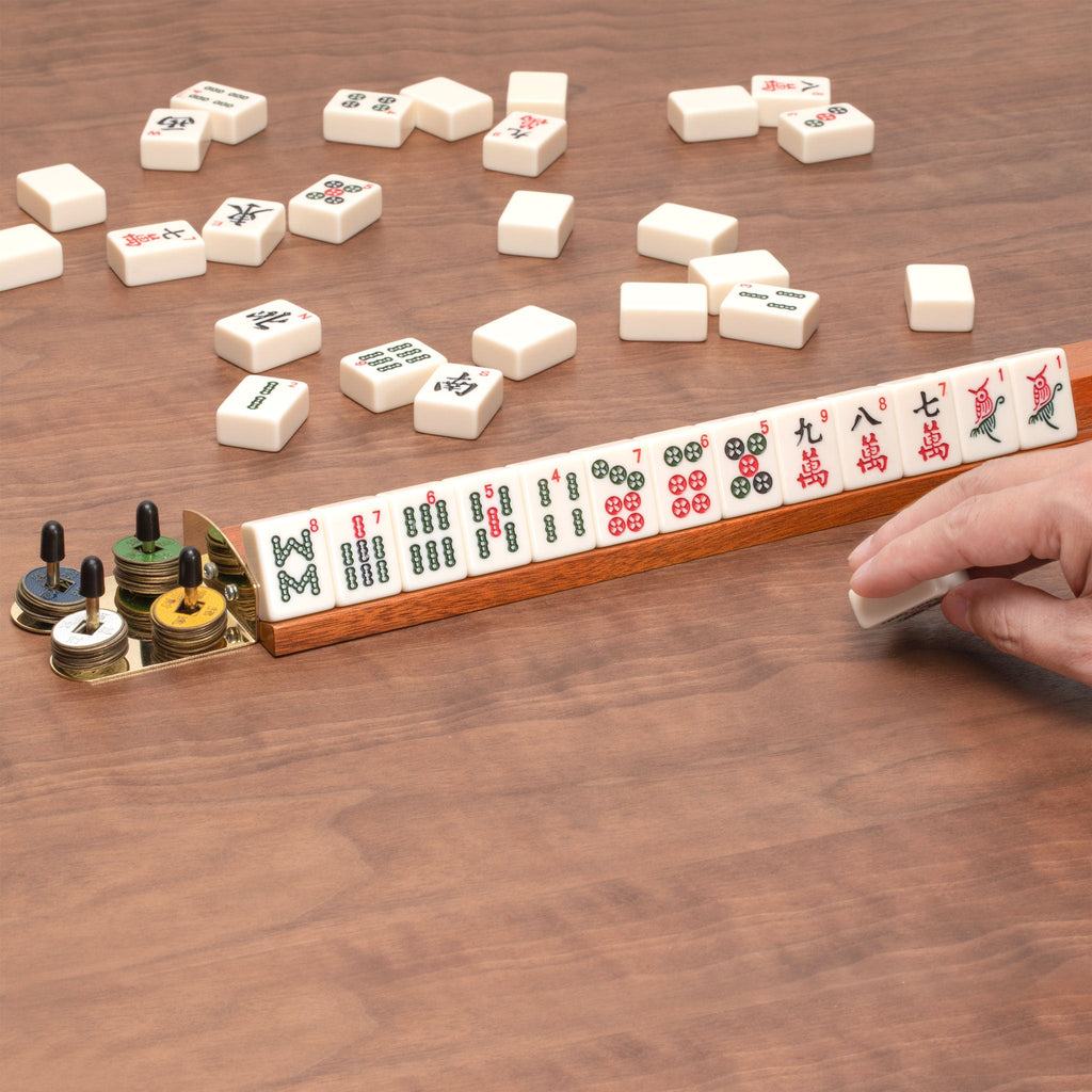 Classic Wooden Mahjong Racks, 18" - Mahogany Color - Set of 4-Yellow Mountain Imports-Yellow Mountain Imports