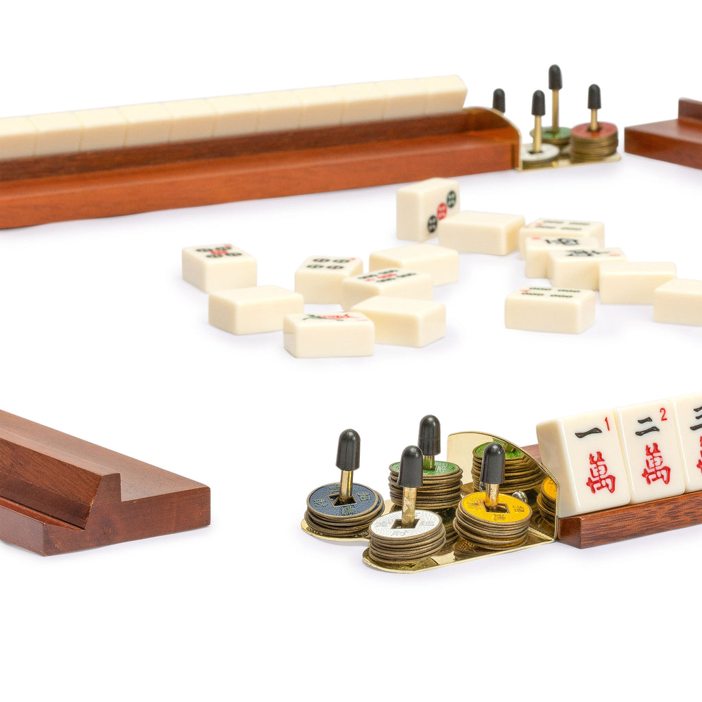 Classic Wooden Mahjong Racks, 18" - Mahogany Color - Set of 4-Yellow Mountain Imports-Yellow Mountain Imports