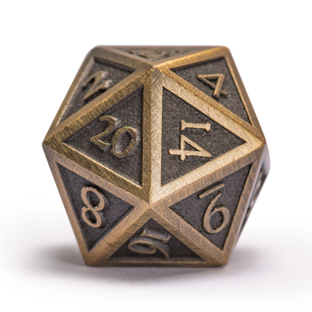 Collector's 7 Antique Gold Metal Dice Set with Storage Case, "Antiquity"-Yellow Mountain Imports-Yellow Mountain Imports