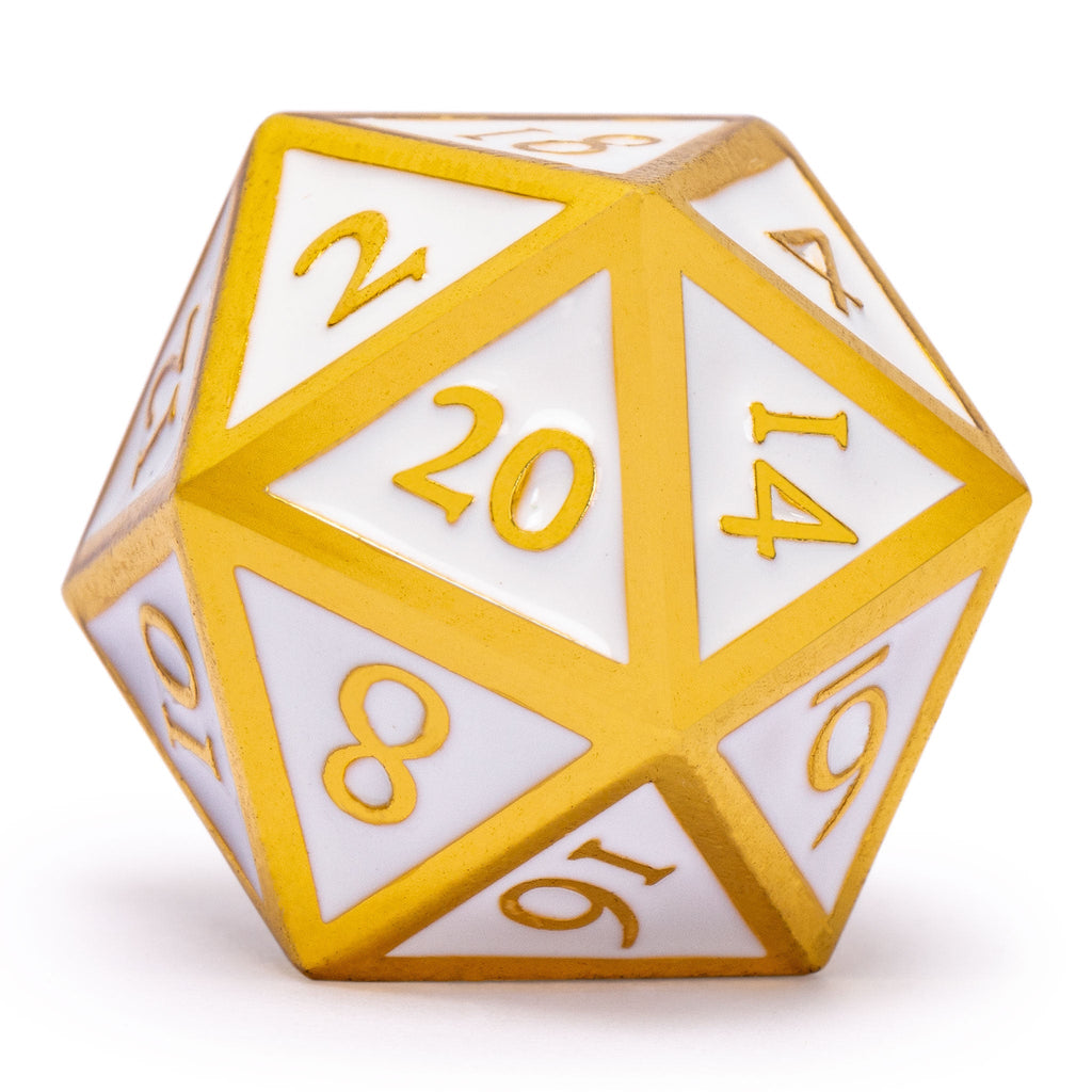 Collector's 7 Gold on White Metal Dice Set with Storage Case, "Calacatta"-Yellow Mountain Imports-Yellow Mountain Imports