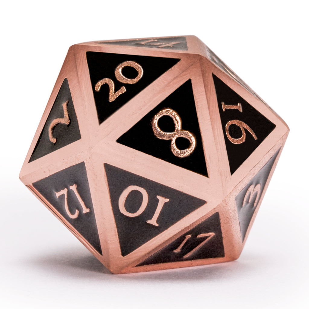 Collector's 7 Rose Copper on Black Metal Dice Set with Storage Case, "Copper Rose" for Role Playing Games (RPG), DND, MTG, and Other Dice Games-Yellow Mountain Imports-Yellow Mountain Imports