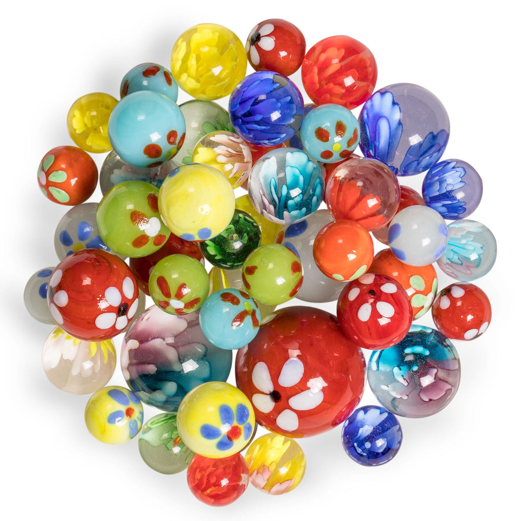 Collector's Series Assorted Marbles Set in Tin Box, "Floral"-Yellow Mountain Imports-Yellow Mountain Imports