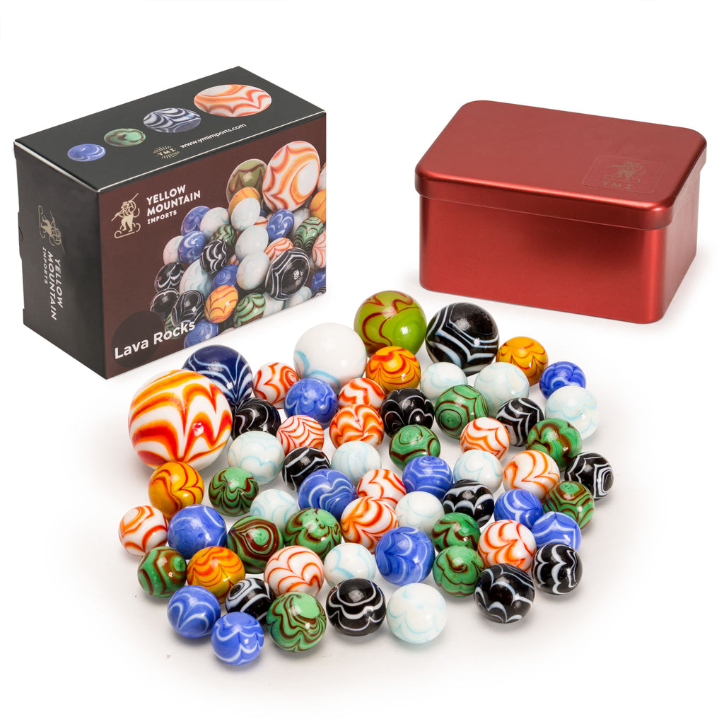 Collector's Series Assorted Marbles Set in Tin Box, "Lava Rocks"-Yellow Mountain Imports-Yellow Mountain Imports