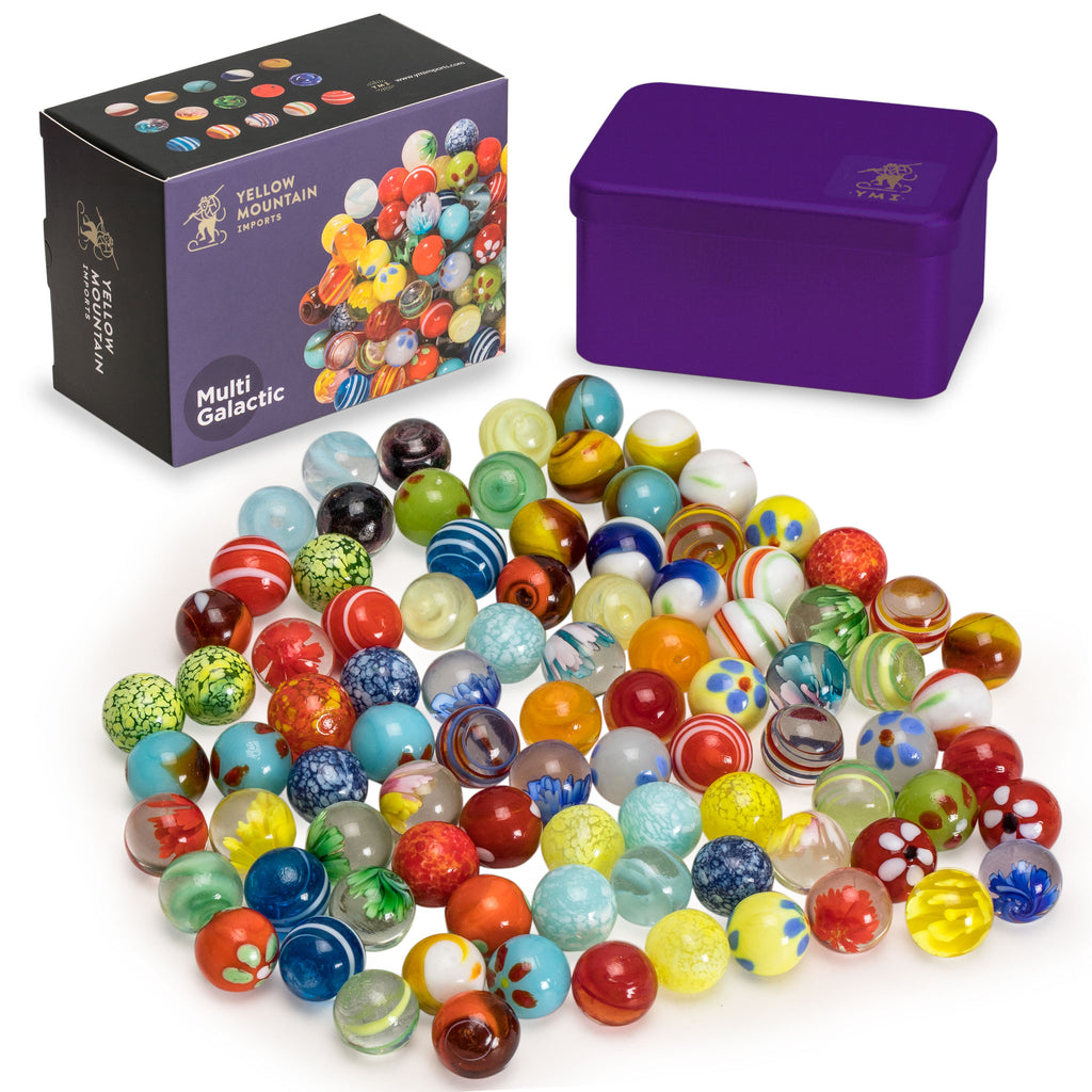 Collector's Series Assorted Marbles Set in Tin Box, "Multi Galactic"-Yellow Mountain Imports-Yellow Mountain Imports