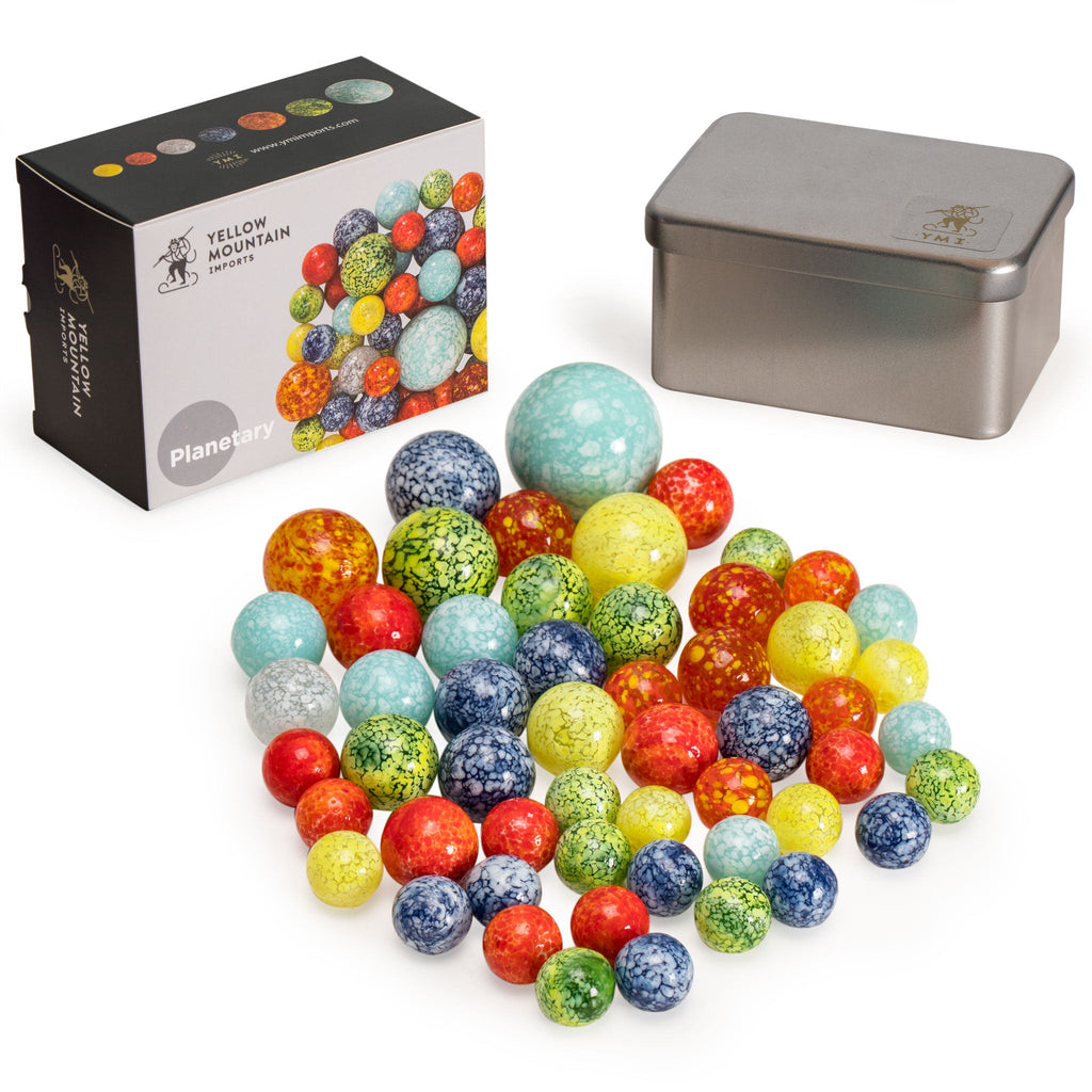 Collector's Series Assorted Marbles Set in Tin Box, "Planetary"-Yellow Mountain Imports-Yellow Mountain Imports
