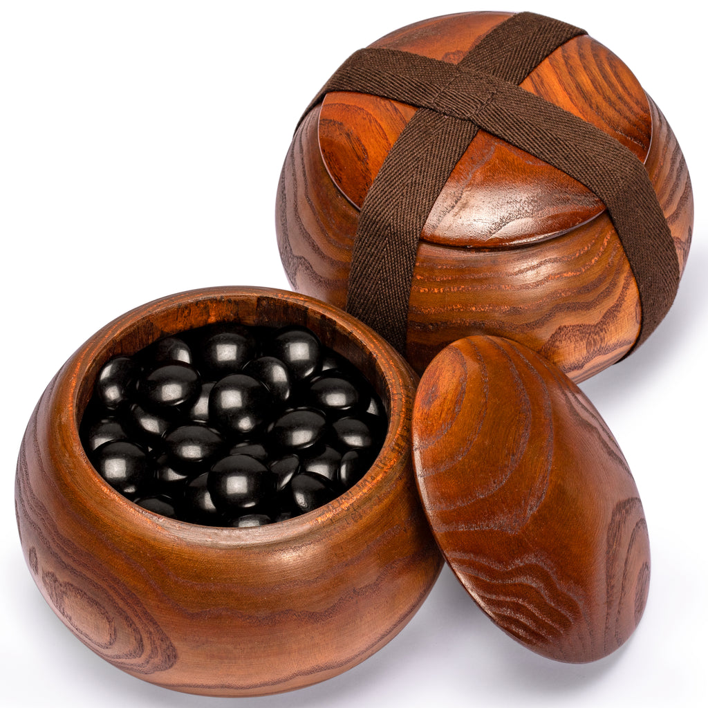 Dark Cherry Veneer 0.6-Inch Reversible Go Game Set Board with Double Convex Melamine Stones & Jujube Bowls-Yellow Mountain Imports-Yellow Mountain Imports