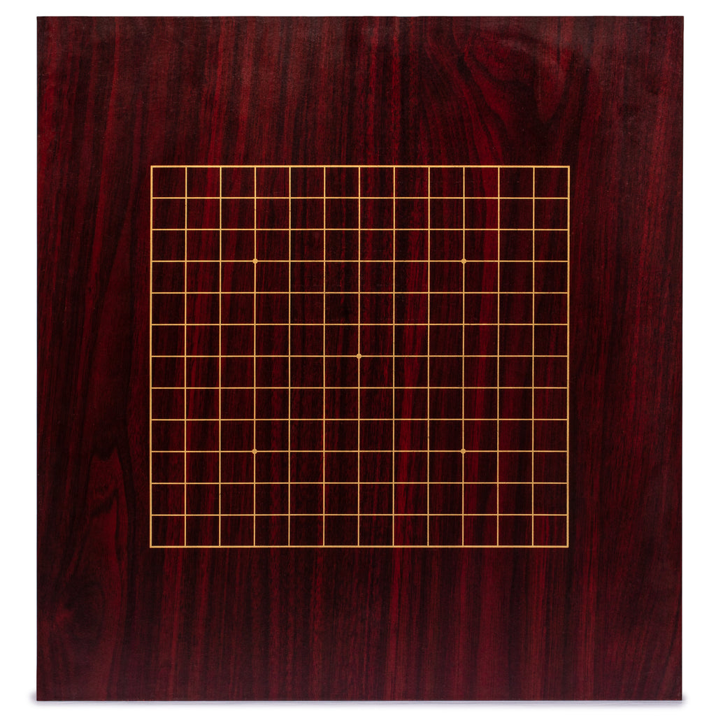 Dark Cherry Veneer 0.6-Inch Reversible Go Game Set Board with Double Convex Melamine Stones & Jujube Bowls-Yellow Mountain Imports-Yellow Mountain Imports